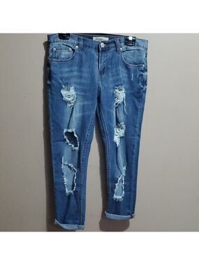 Ardene Blue Distressed Boyfriend Jeans Size 3